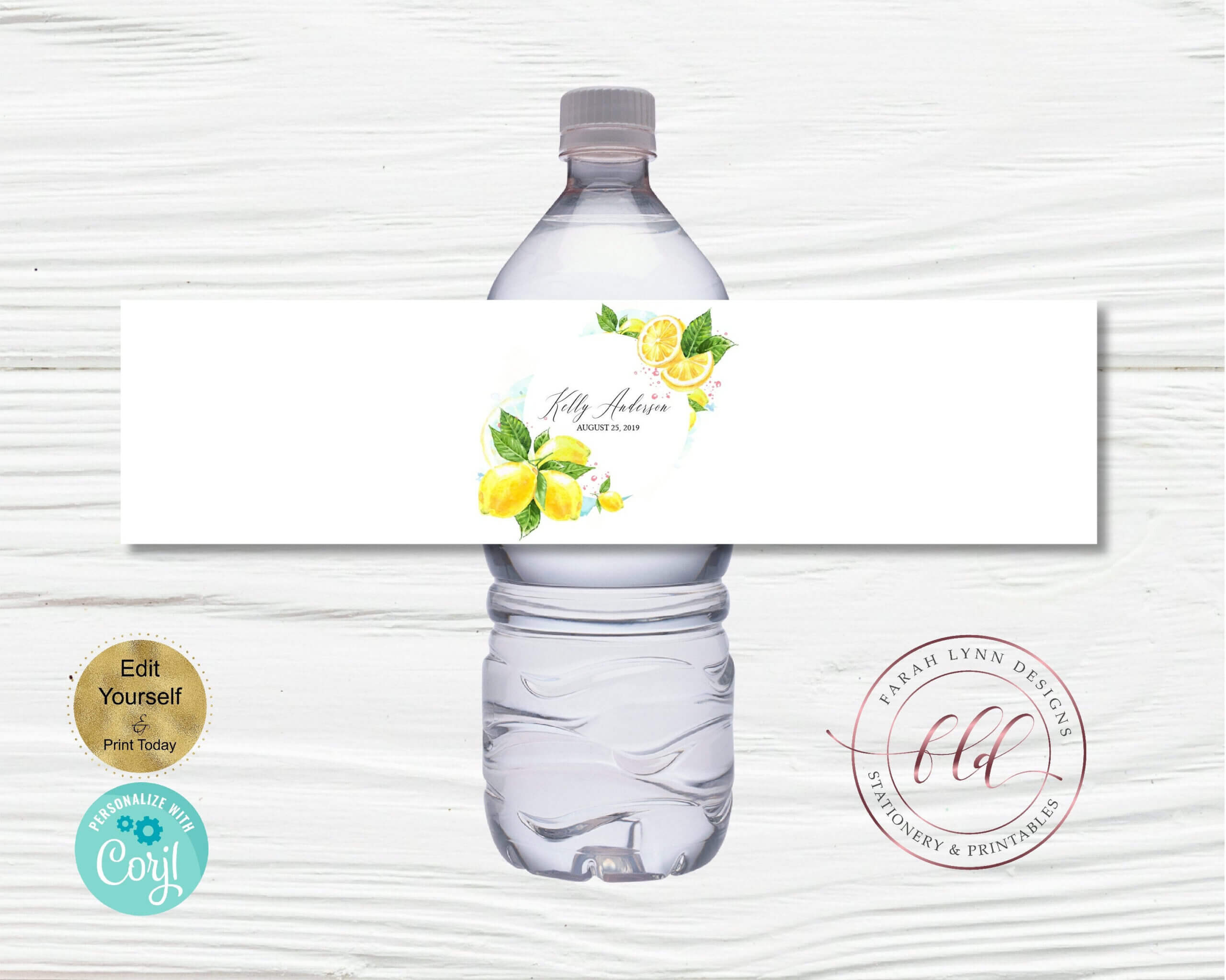 Editable Lemons Bottle Labels Printable Water Bottle Label With Regard To Baby Shower Water Bottle Labels Template