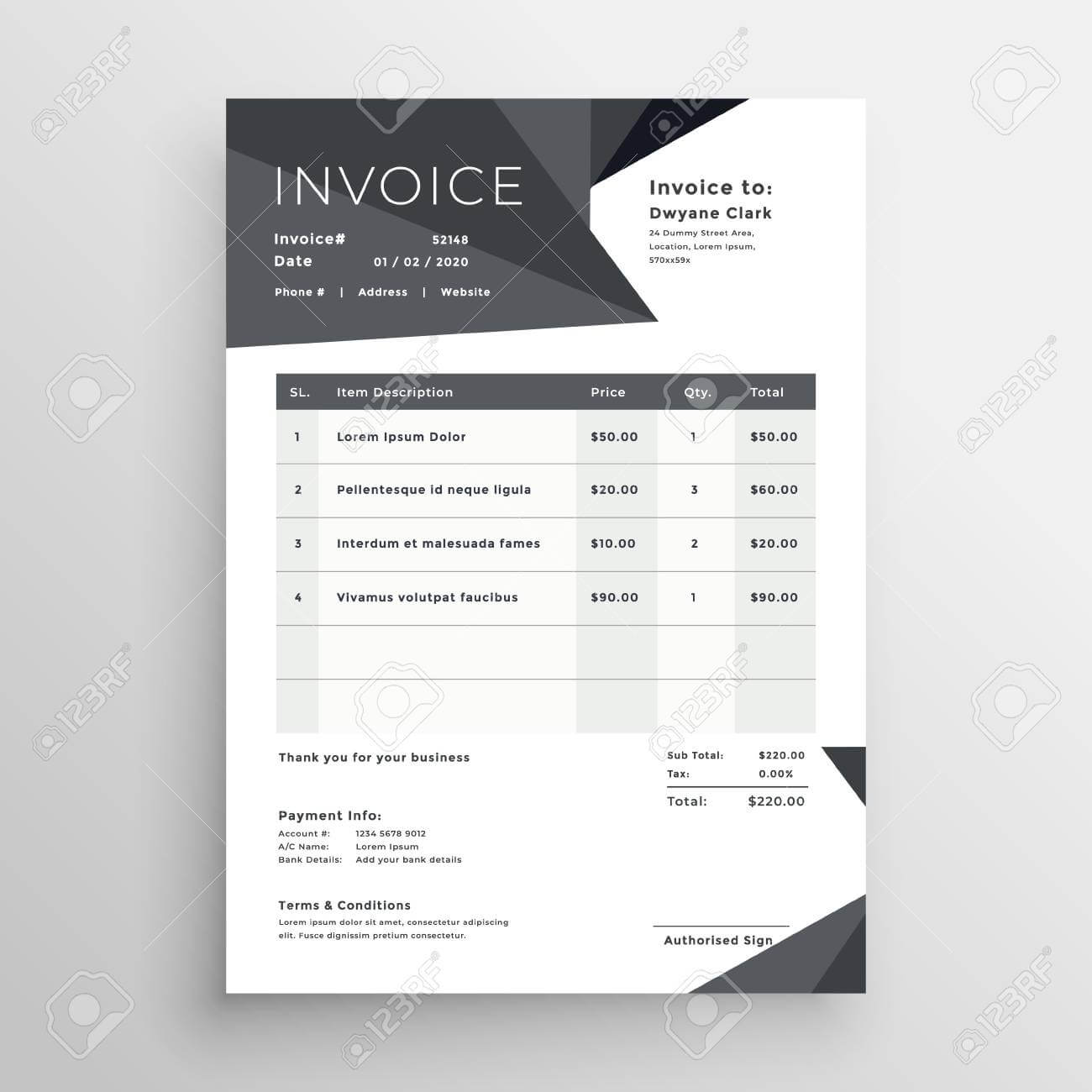 Elegant Black Business Invoice Template For Black Invoice Template
