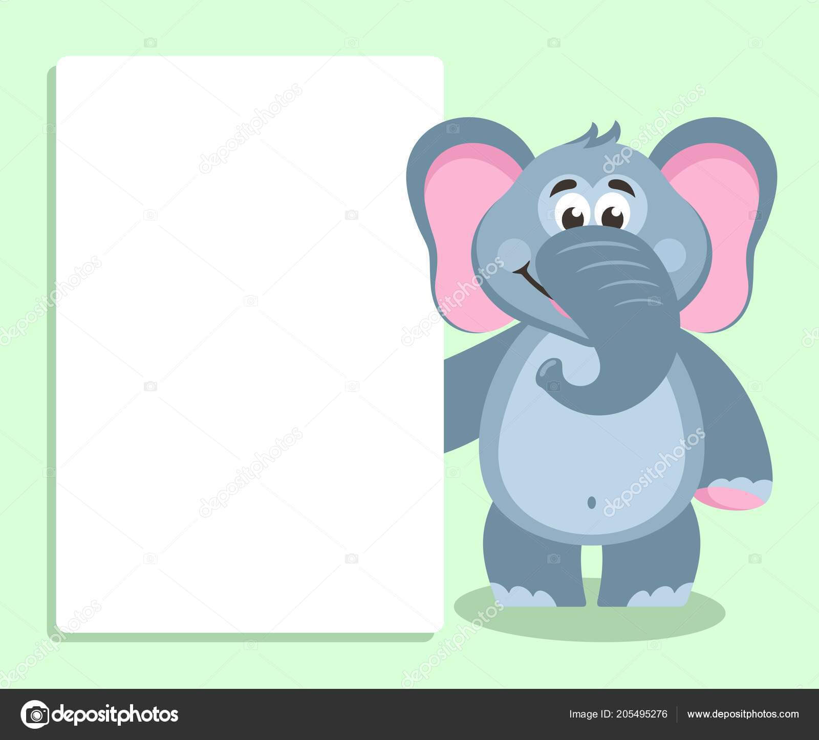 Elephant White Board Template Your Text Cartoon Character Pertaining To Blank Elephant Template