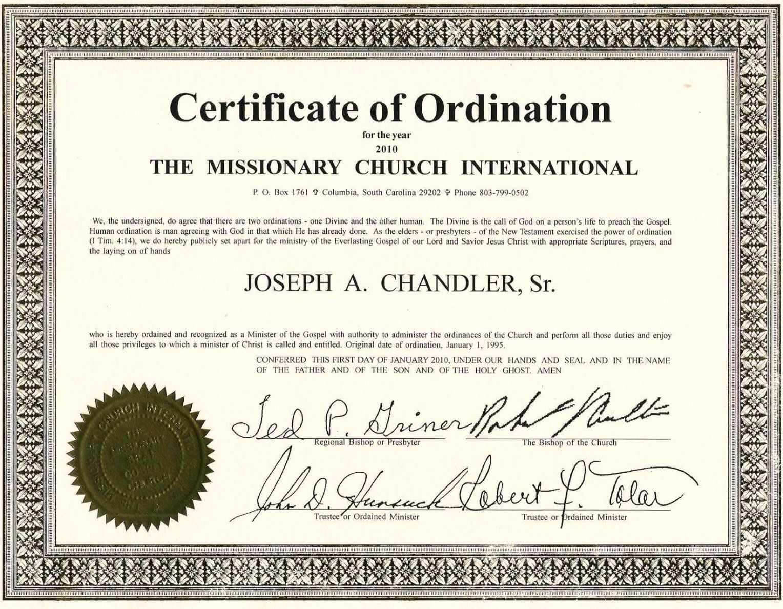 Exceptional Printable Ordination Certificate | Dan's Blog Pertaining To Certificate Of Ordination Template