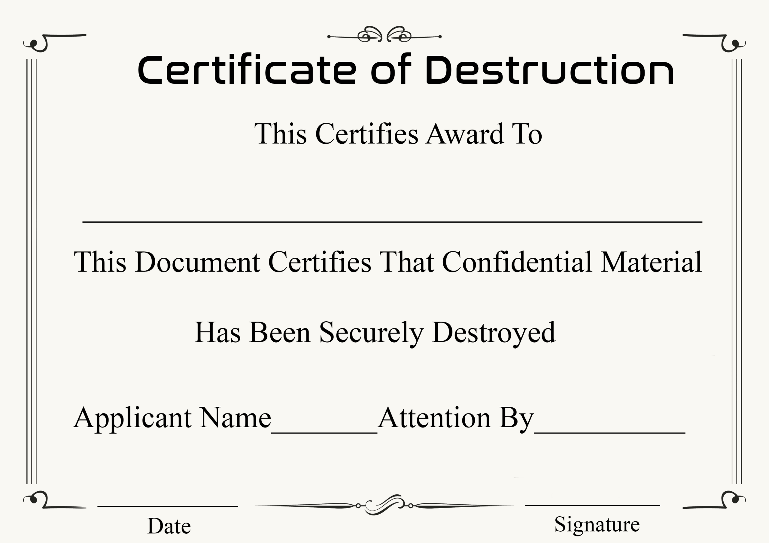 🥰5+ Free Certificate Of Destruction Sample Templates🥰 Throughout Certificate Of Destruction Template