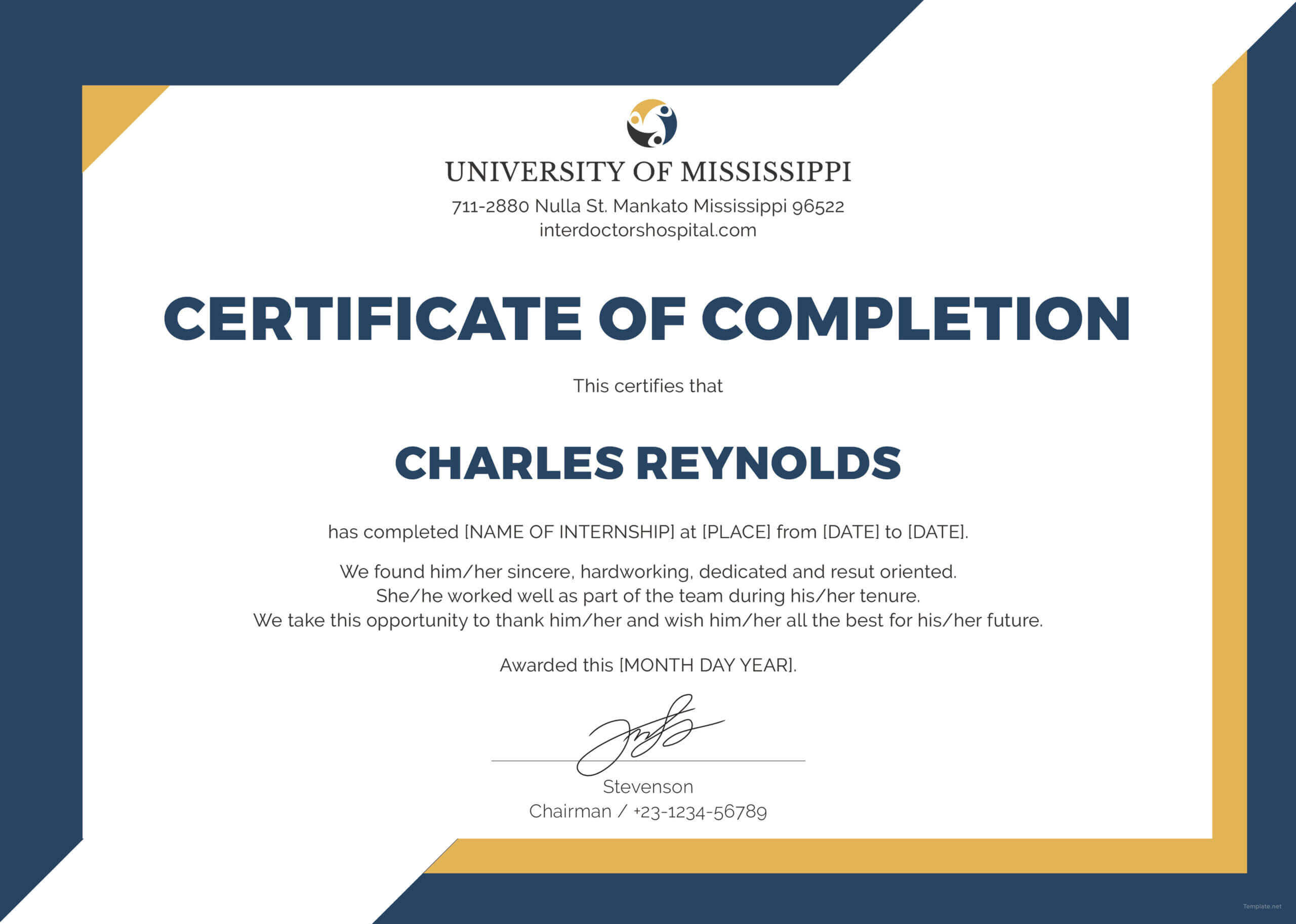 🥰free Certificate Of Completion Template Sample With Example🥰 For Certification Of Completion Template