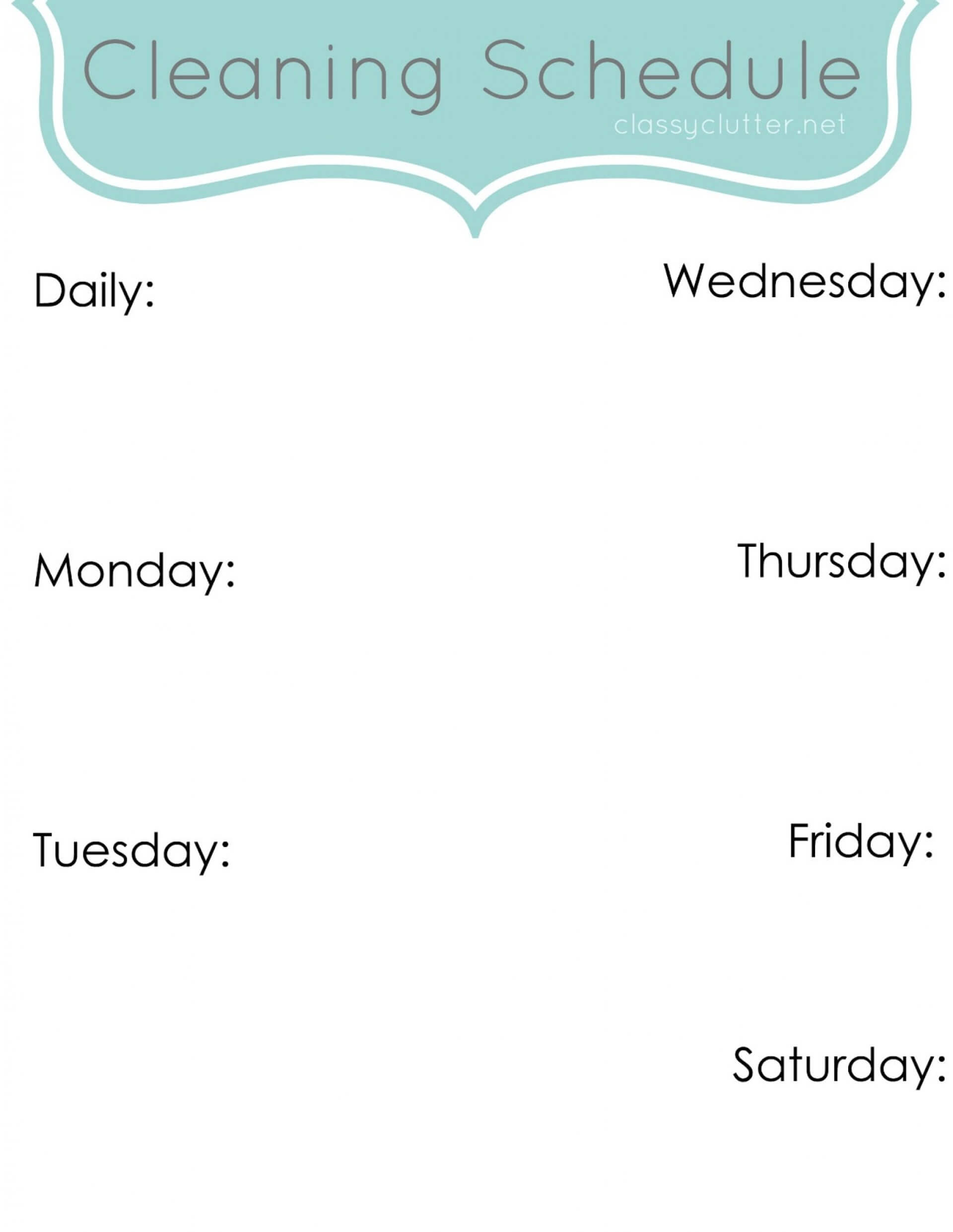 Fascinating Weekly Cleaning Schedule Template Ideas Example With Regard To Blank Cleaning Schedule Template