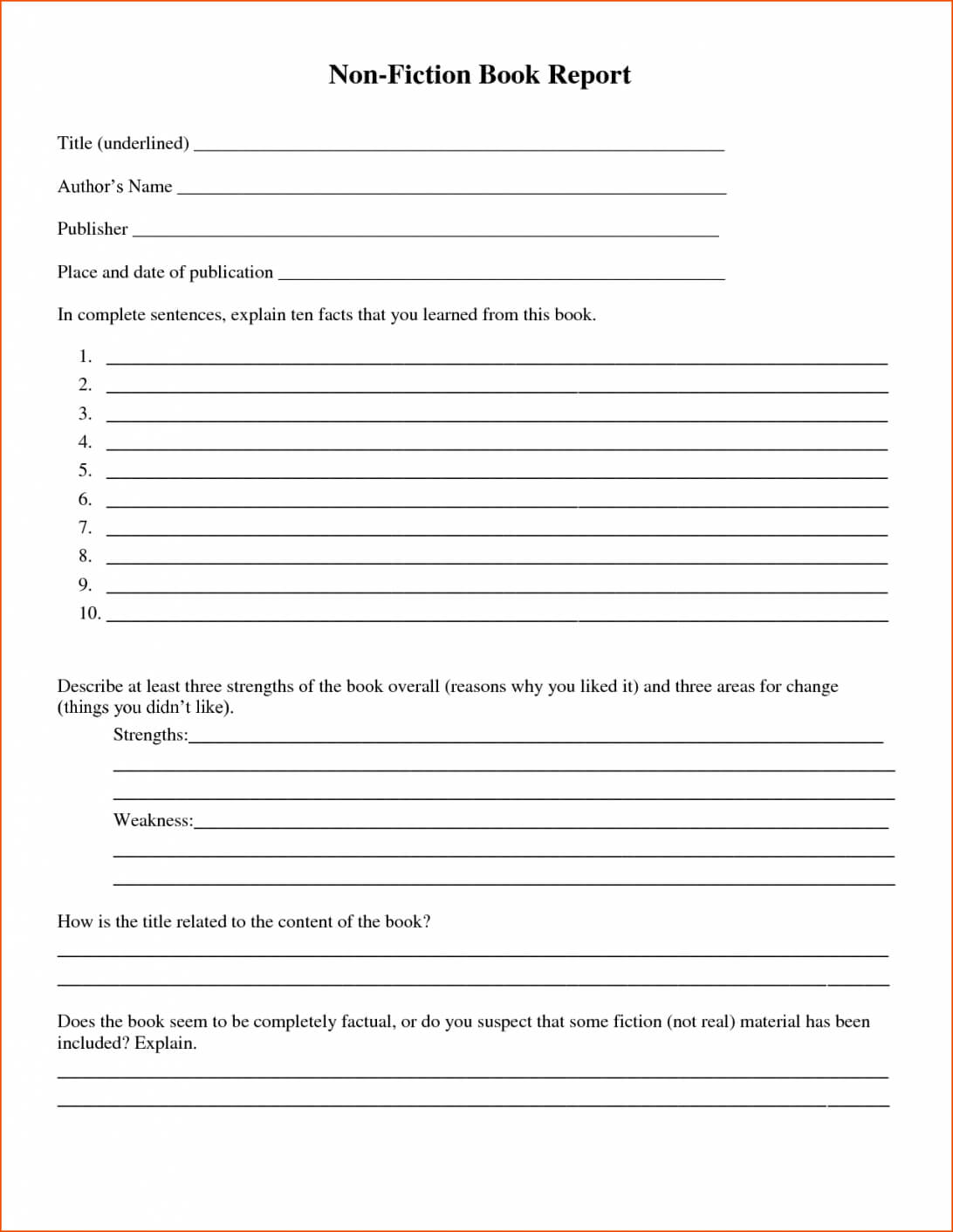 Fiction Book Report Template 6Th Grade For 7Th Graders Pdf Regarding 2Nd Grade Book Report Template
