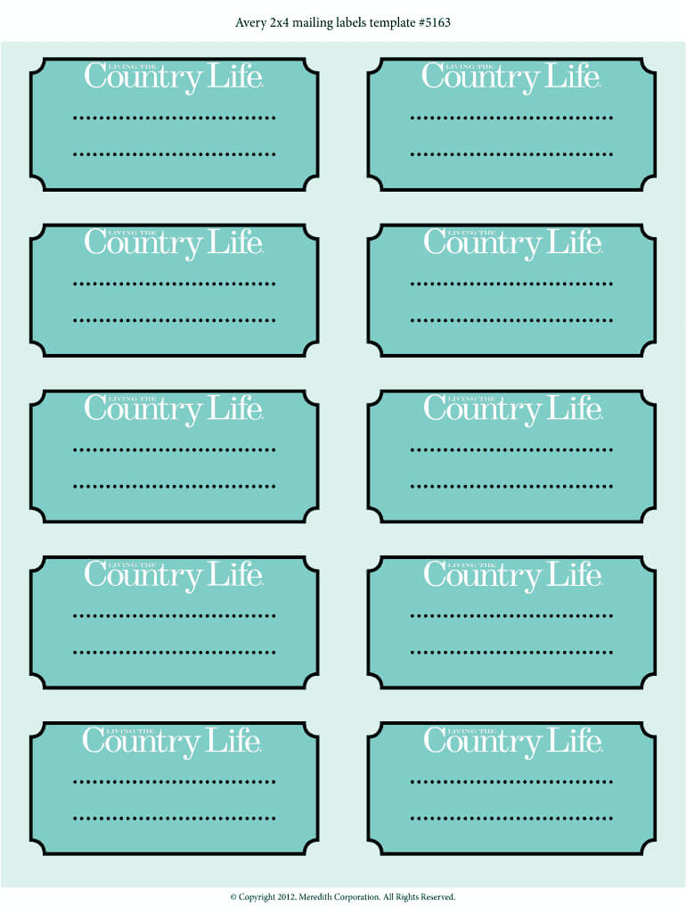 Fillable Online Avery 2X4 Mailing Labels Template #5163 In 2X4 Label Template