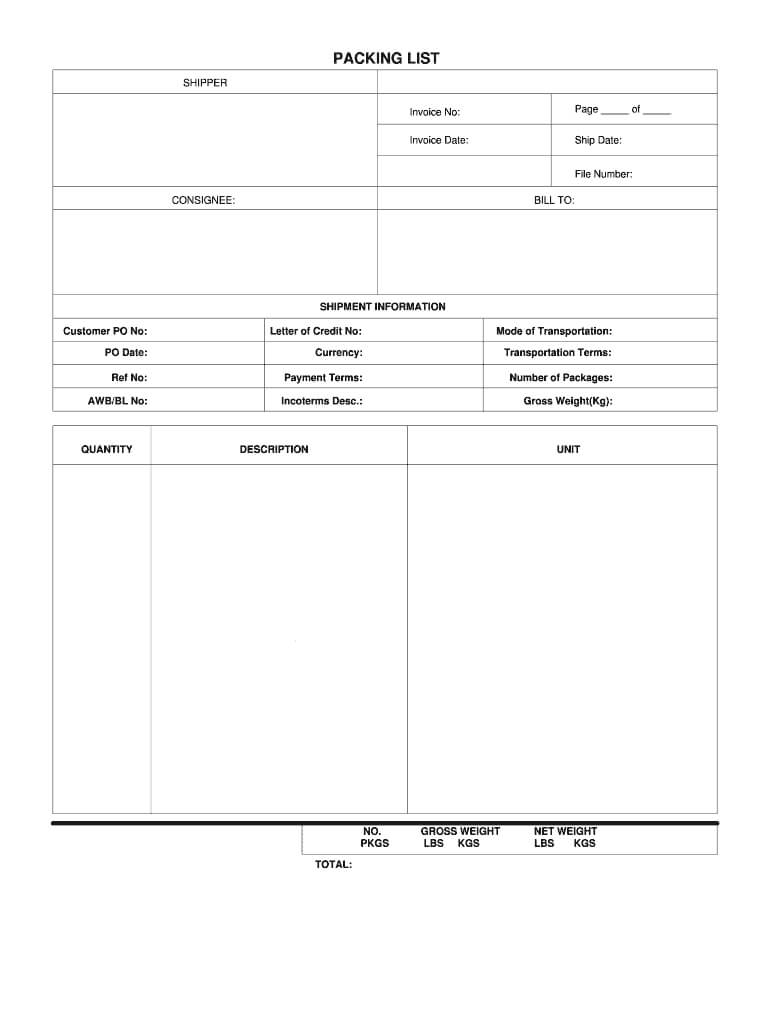 Fillable Packing List Pdf – Fill Online, Printable, Fillable Inside Blank Packing List Template