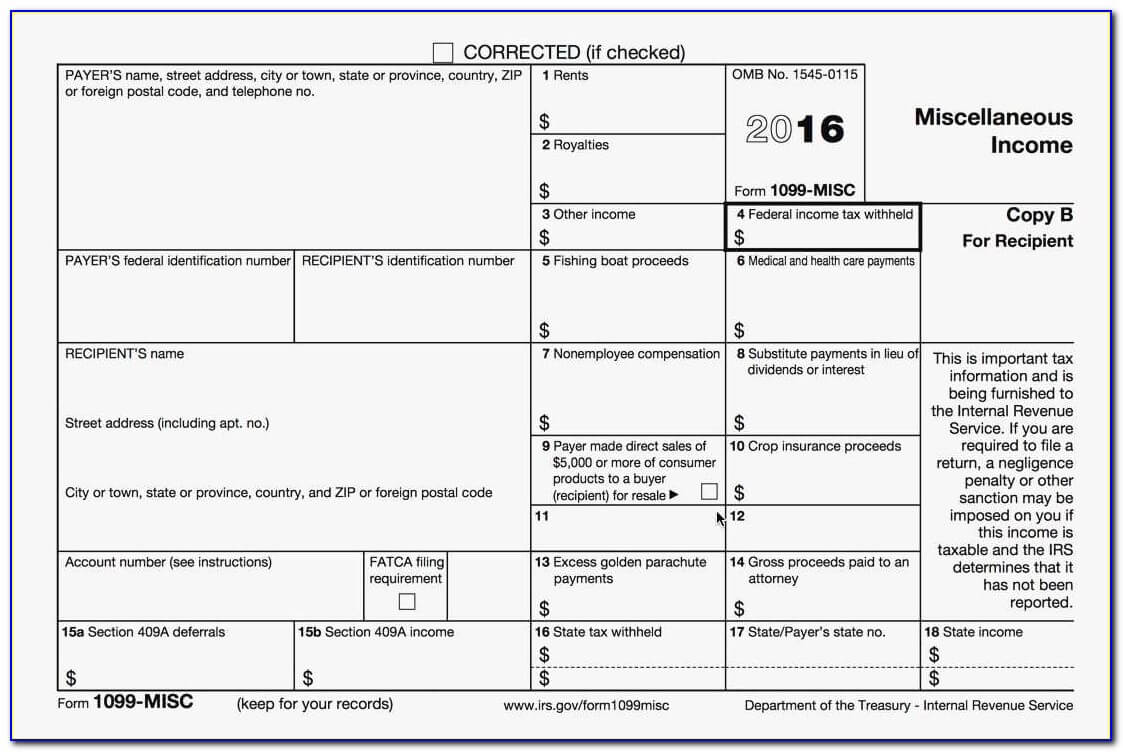 Form 1099 Misc Template New 1099 Misc Form Form Template With 1099 Template 2016