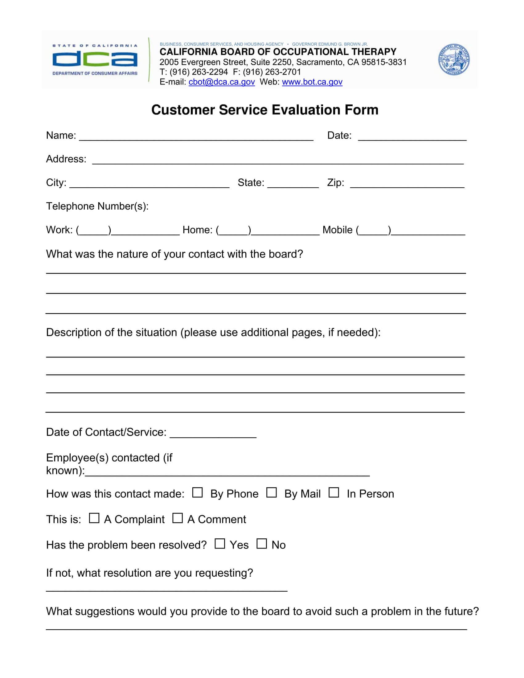 Free 14+ Customer Service Evaluation Forms In Pdf Within Blank Evaluation Form Template