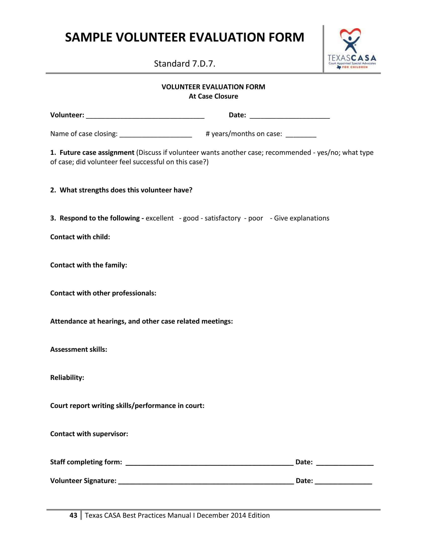 Free 14+ Volunteer Evaluation Forms In Pdf Regarding Blank Evaluation Form Template