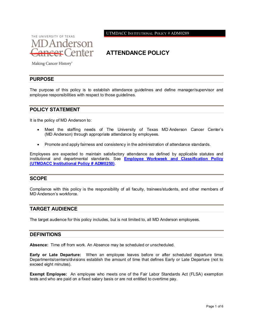 Free 15+ Attendance Policy Examples In Pdf | Google Docs Inside Attendance Policy Template
