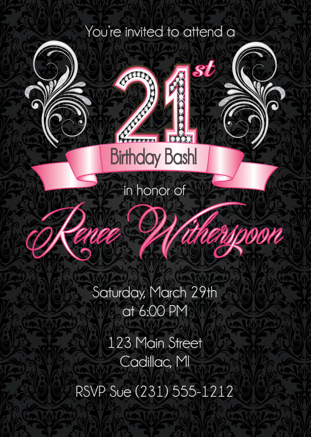 Free 21St Invitation Templates ] – Gangster Amp Moll Throughout 21St Birthday Invitation Template