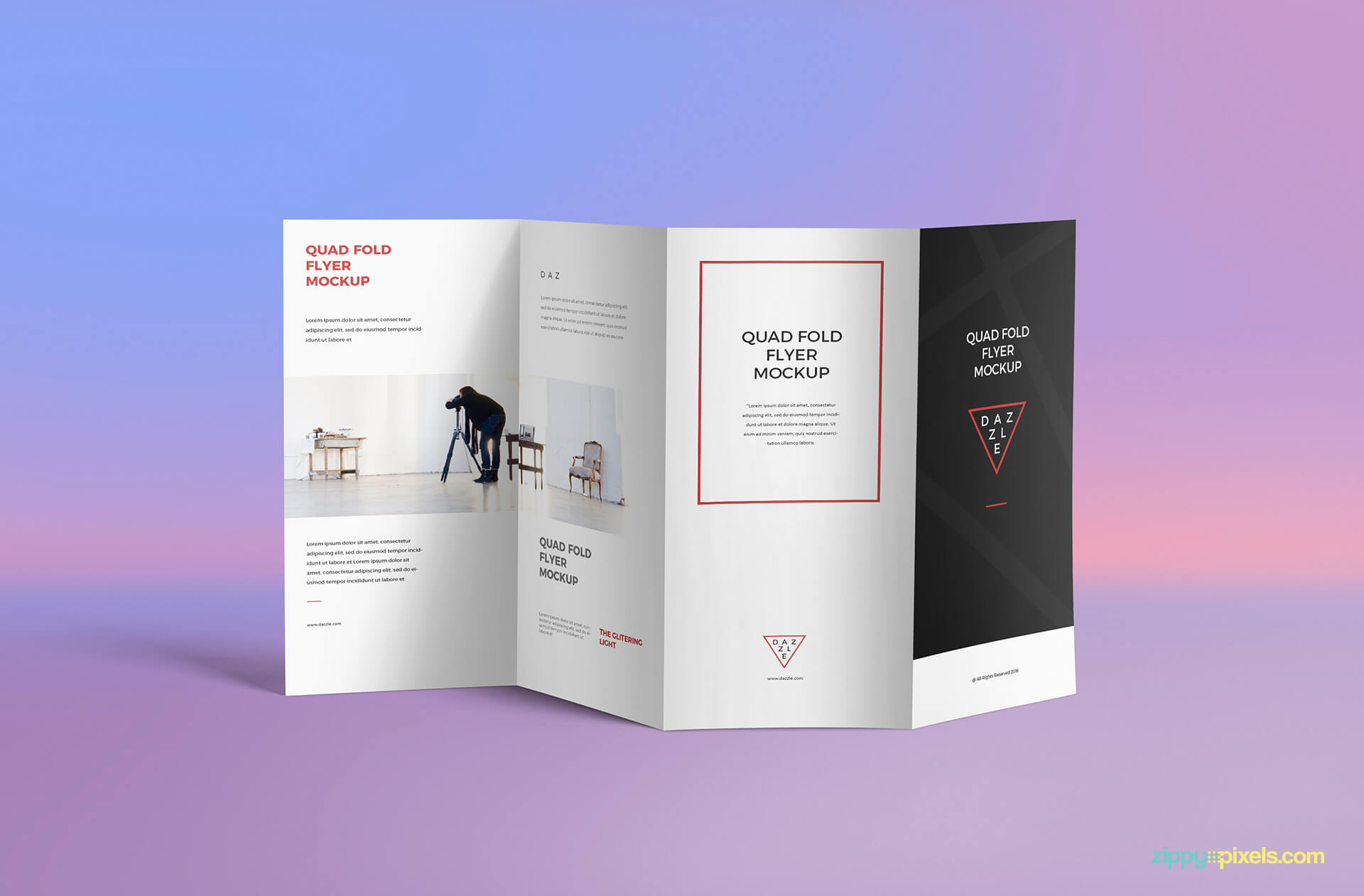 Free 4 Fold Brochure Mockup | Zippypixels Intended For 6 Panel Brochure Template