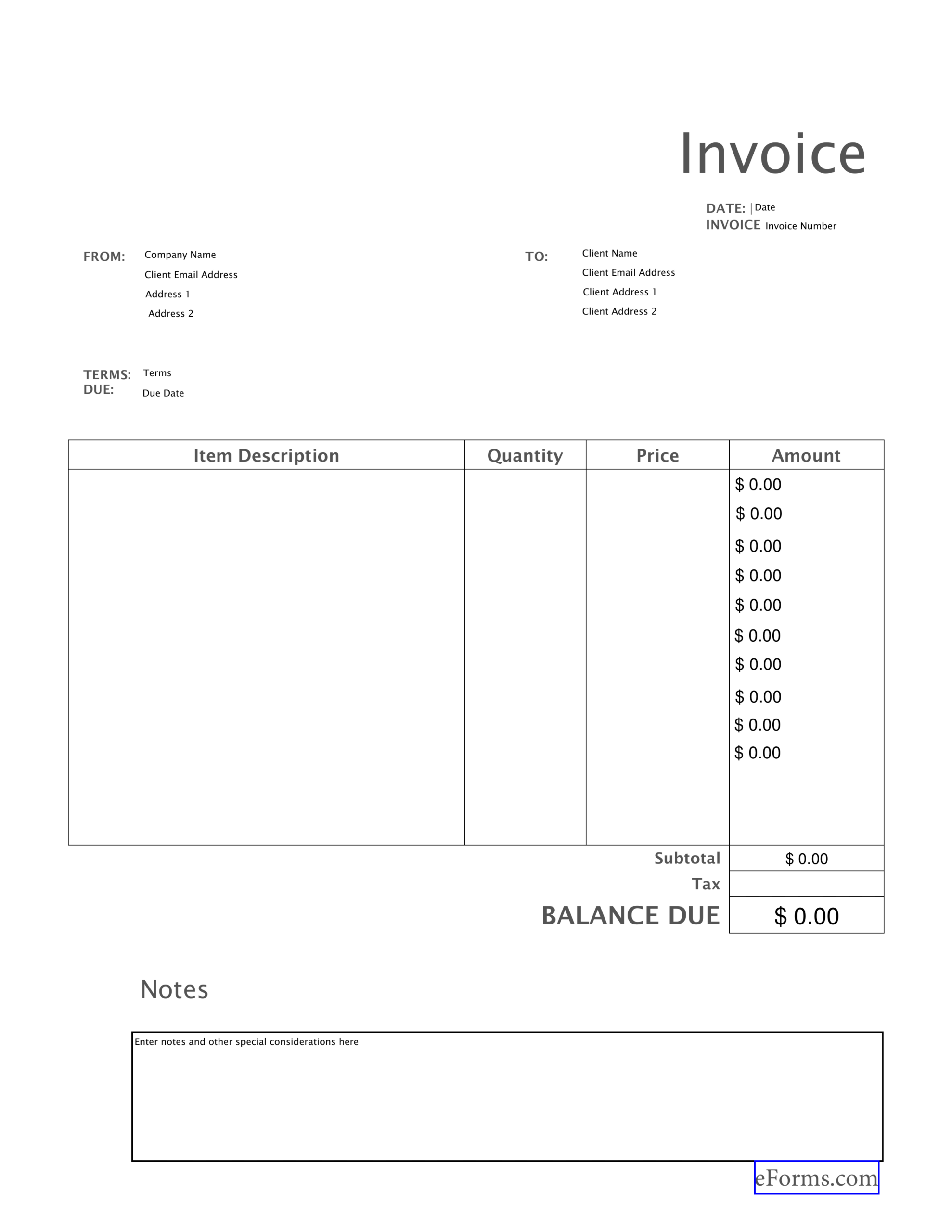 Free Blank Invoice Templates – Pdf | Eforms – Free Fillable In 1099 Invoice Template
