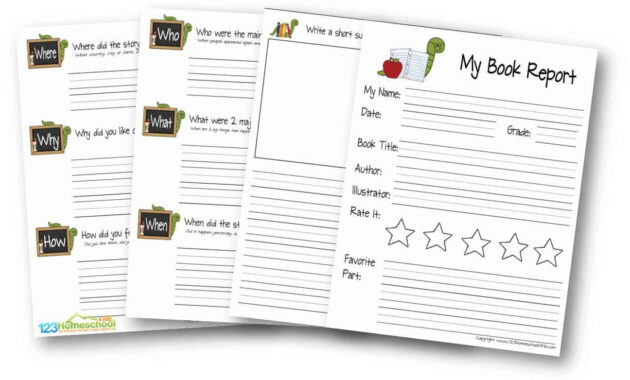 Free Book Report Template intended for Book Report Template Grade 1