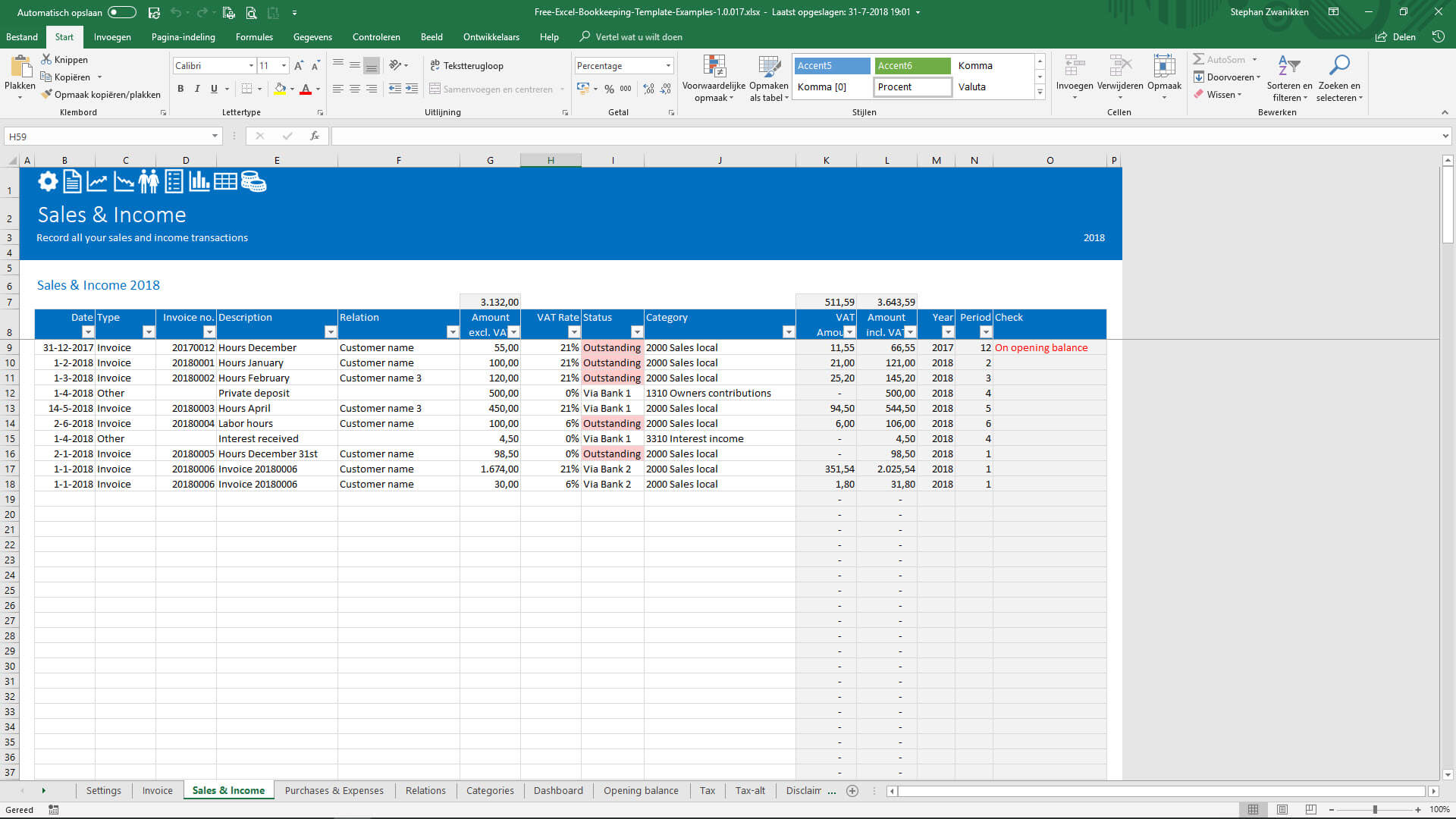 Free Bookkeeping Template – Easy To Understand And Very Inside Bookkeeping For Small Business Templates