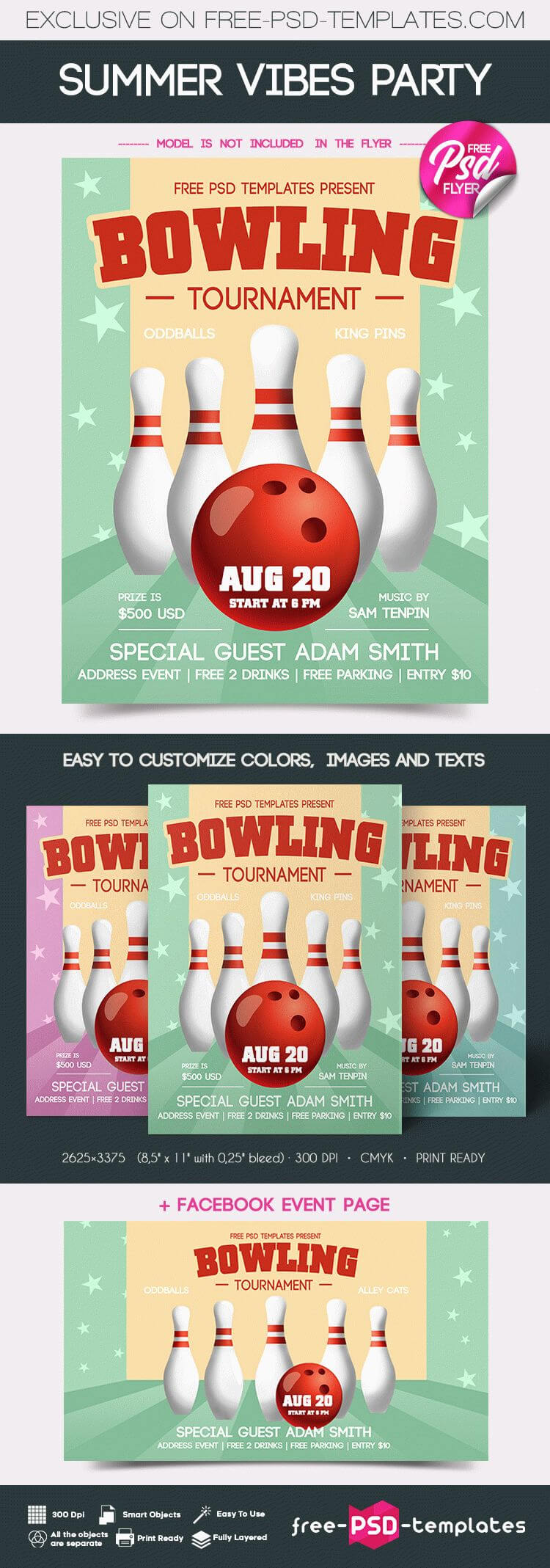 Free Bowling Tournament Flyer | Free Psd Templates Pertaining To Bowling Flyers Templates Free