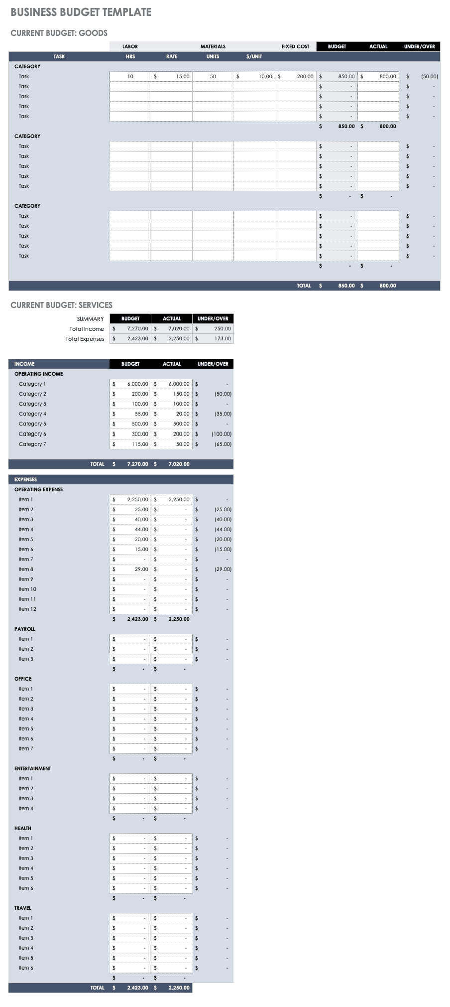 Free Budget Templates In Excel | Smartsheet Inside Business Costing Template