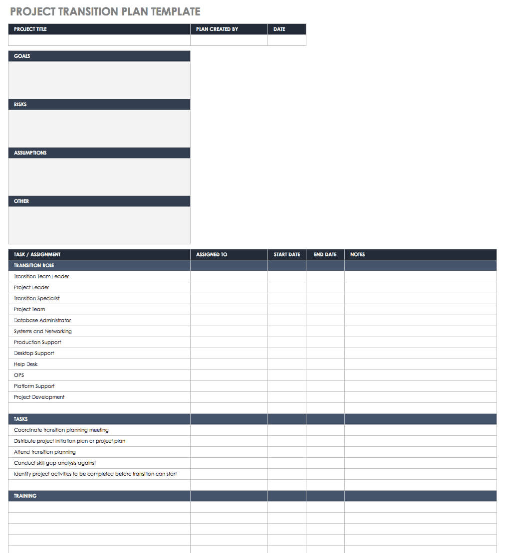 Free Business Transition Plan Templates | Smartsheet Pertaining To Business Process Transition Plan Template
