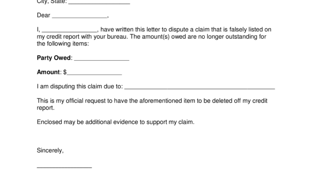 Free Credit Report Dispute Letter Template - Sample - Word regarding 609 Letter Template Free