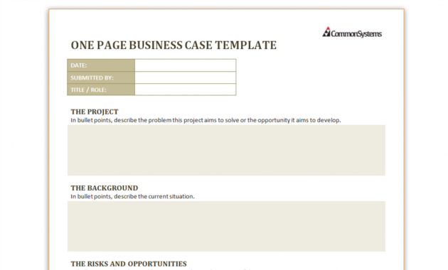 Free Download - One Page Business Case Template | Common Systems within Business Case One Page Template