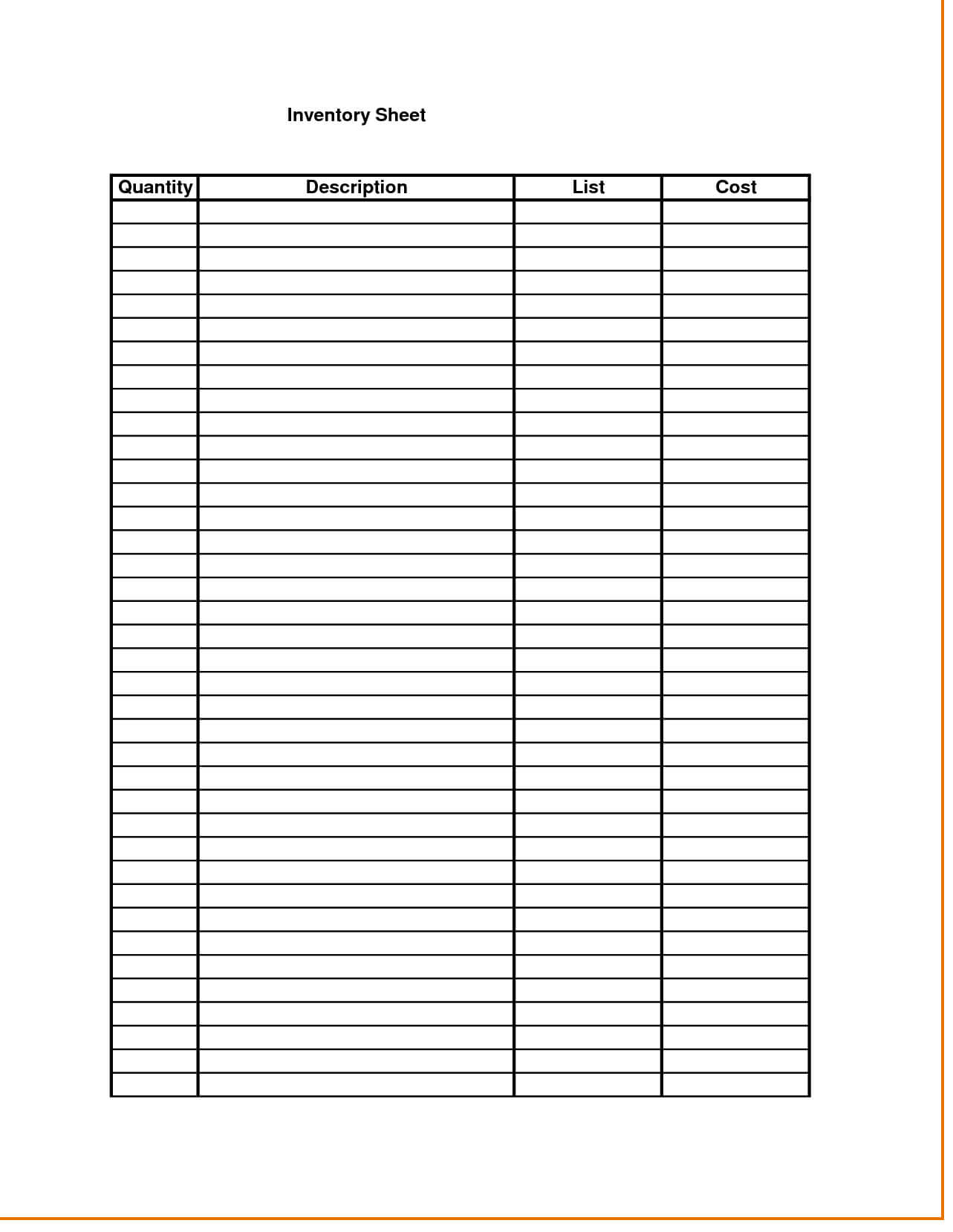Free Inventory Management Excel Readsheet Control Sheet Intended For Blank Html Templates Free Download