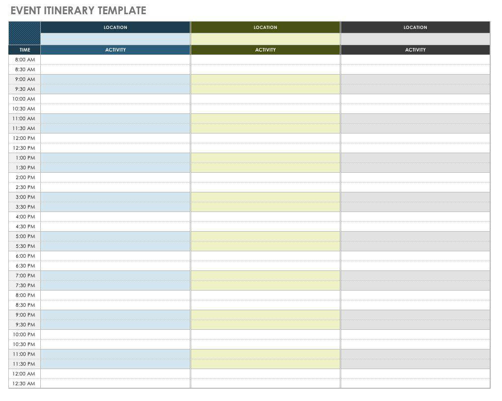 Free Itinerary Templates | Smartsheet In Blank Trip Itinerary Template