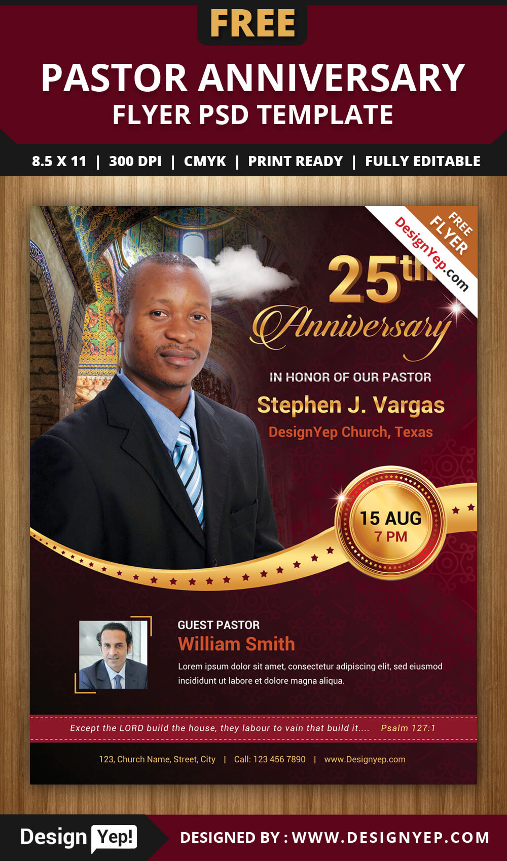 Free Pastor Anniversary Flyer Psd Template On Behance With Regard To Anniversary Flyer Template Free