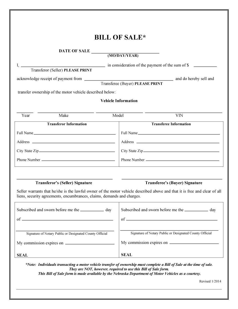 Free Printable Bill Of Sale For Vehicle – Colona.rsd7 Intended For Auto Bill Of Sale Template