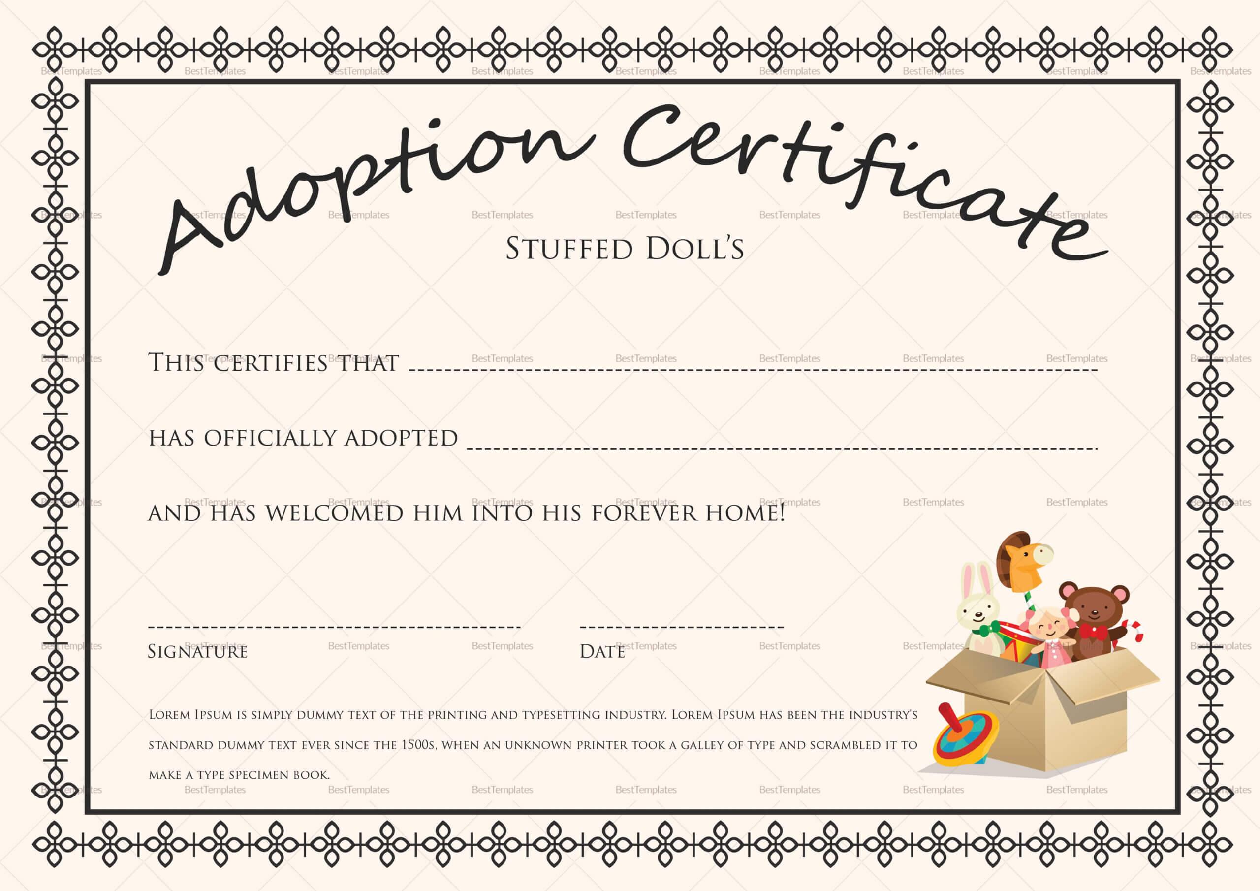 Free Printable Blank Baby Birth Certificates Templates Inside Baby Doll Birth Certificate Template