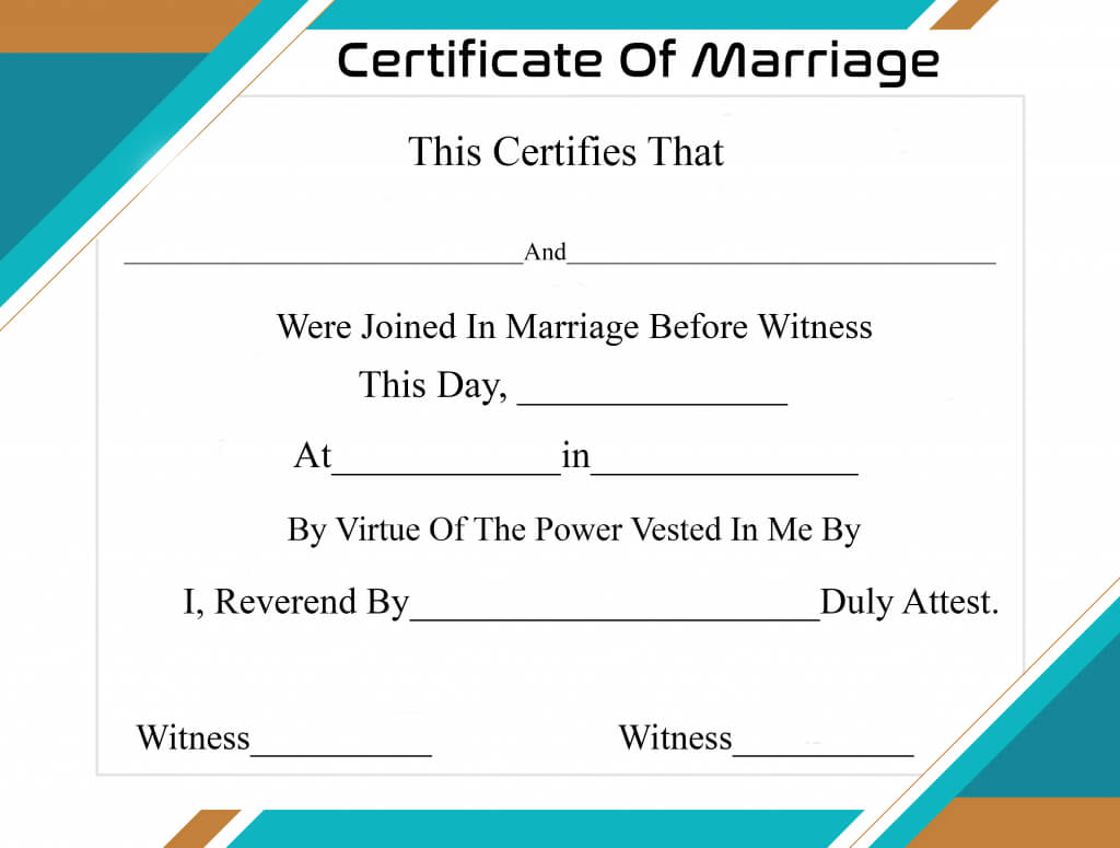 Free Printable Certificate Of Marriage Template With Certificate Of Marriage Template