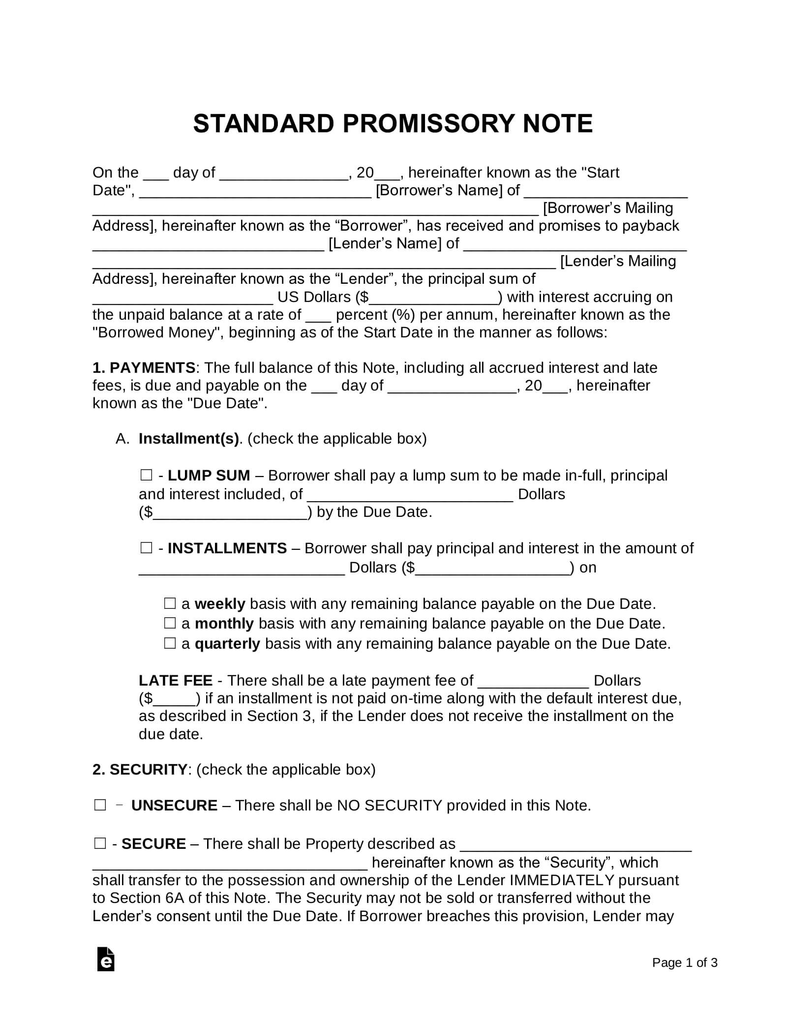 Free Promissory Note Templates - Word | Pdf | Eforms – Free In Auto Promissory Note Template