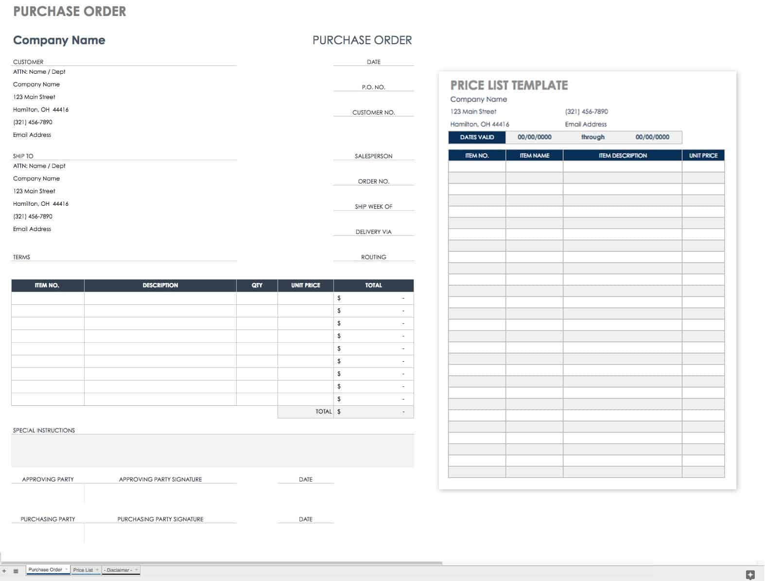 Free Purchase Order Templates | Smartsheet With Blank Money Order Template