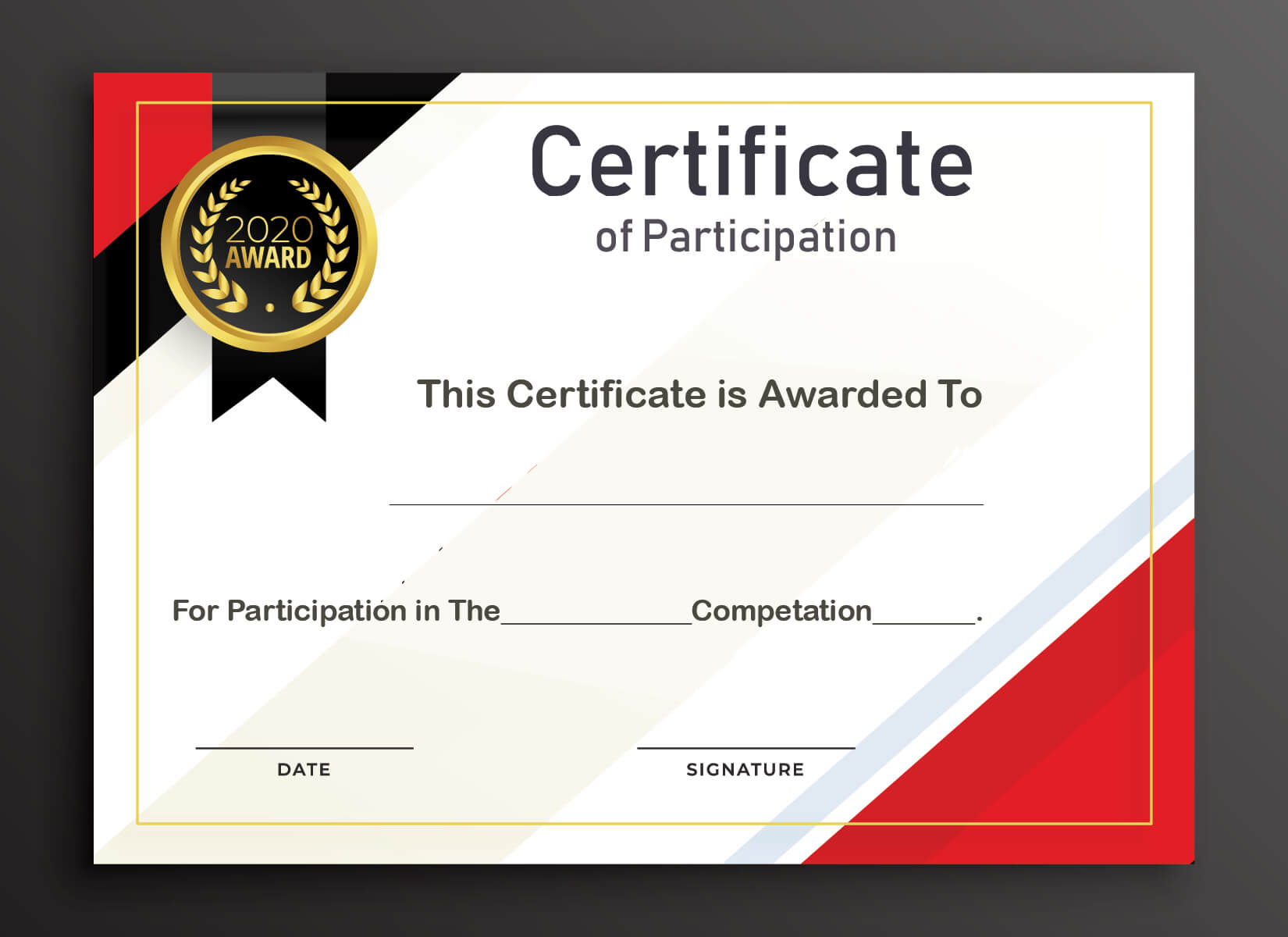 Free Sample Format Of Certificate Of Participation Template For Certificate Of Participation Word Template