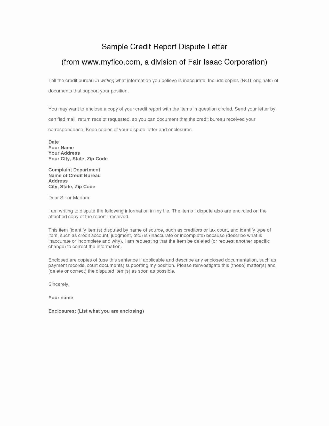 Free Section 609 Credit Dispute Letter Template Best Free In 609 Letter Template