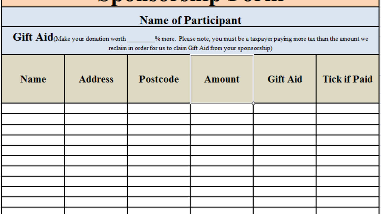 Free Sponsorship Form Template Word, Excel & Pdf Samples In Blank Sponsorship Form Template