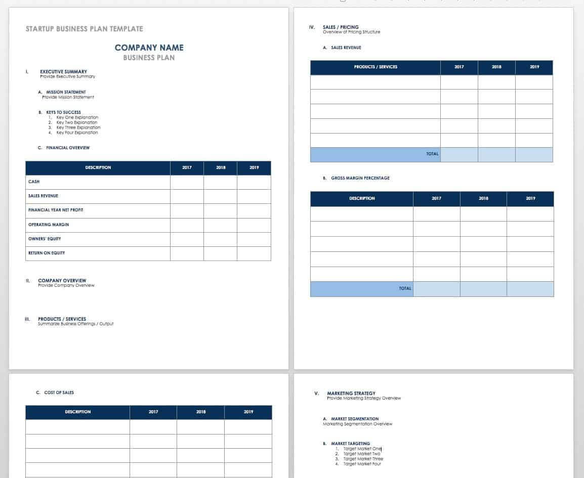 Free Startup Plan, Budget & Cost Templates | Smartsheet For Business Plan Template For Tech Startup