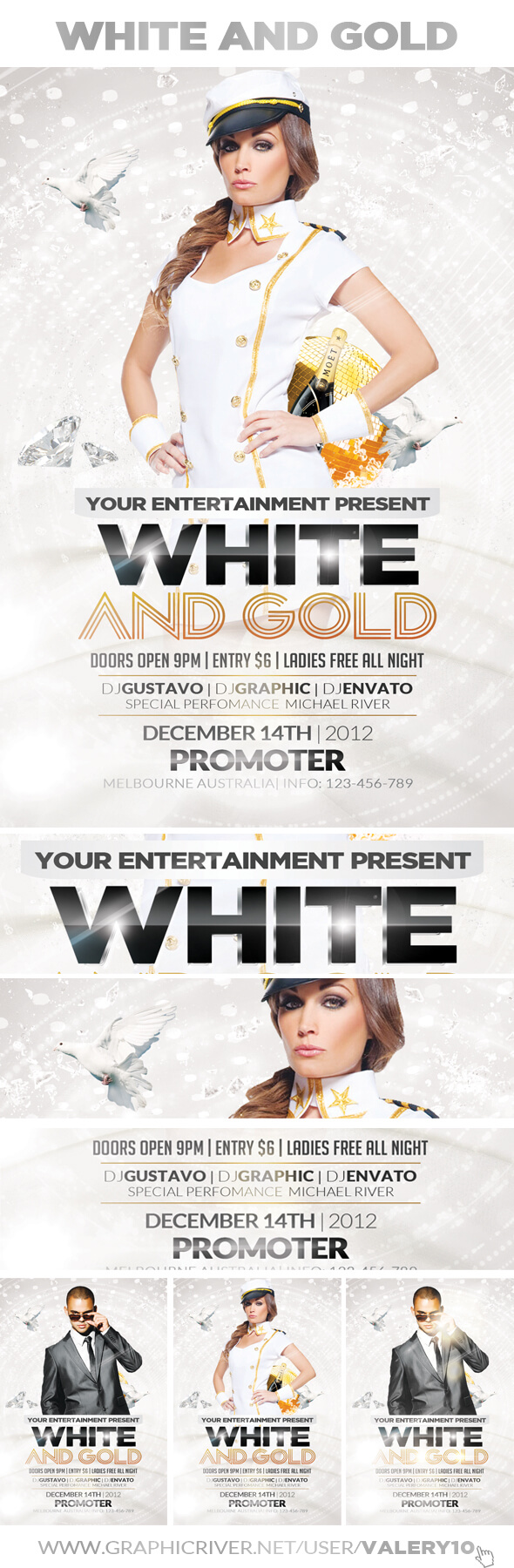Free White And Gold Party Flyer Template On Behance Pertaining To All White Party Flyer Template Free