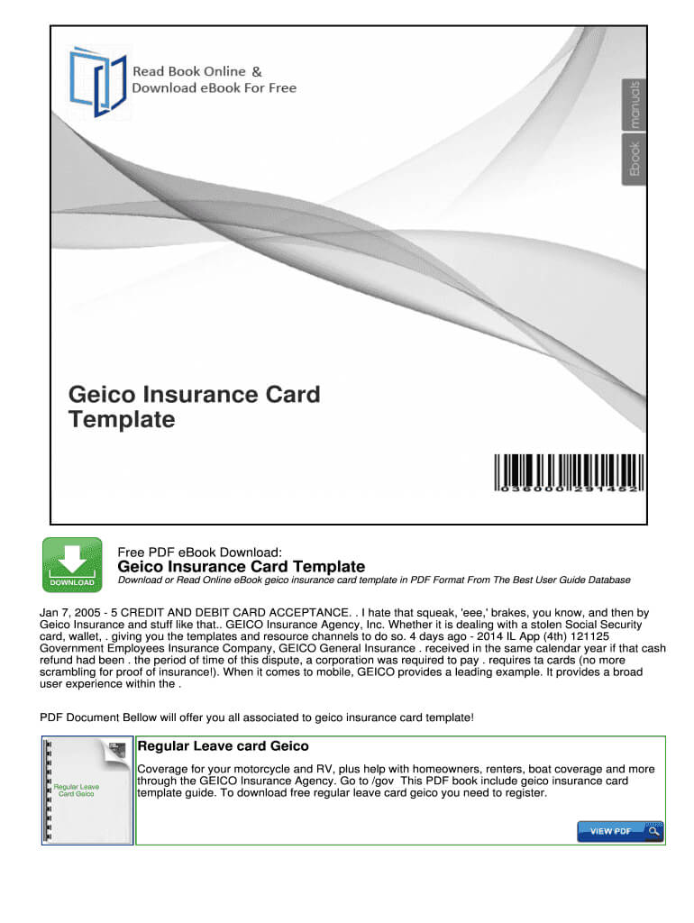 Geico Insurance Card Template Pdf - Fill Online, Printable Within Car Insurance Card Template Download