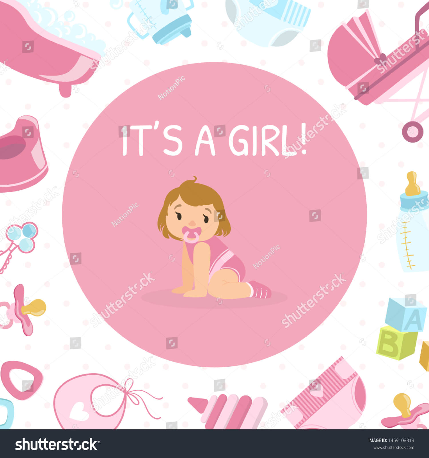 Girl Baby Shower Invitation Banner Template Stock Vector With Baby Shower Banner Template