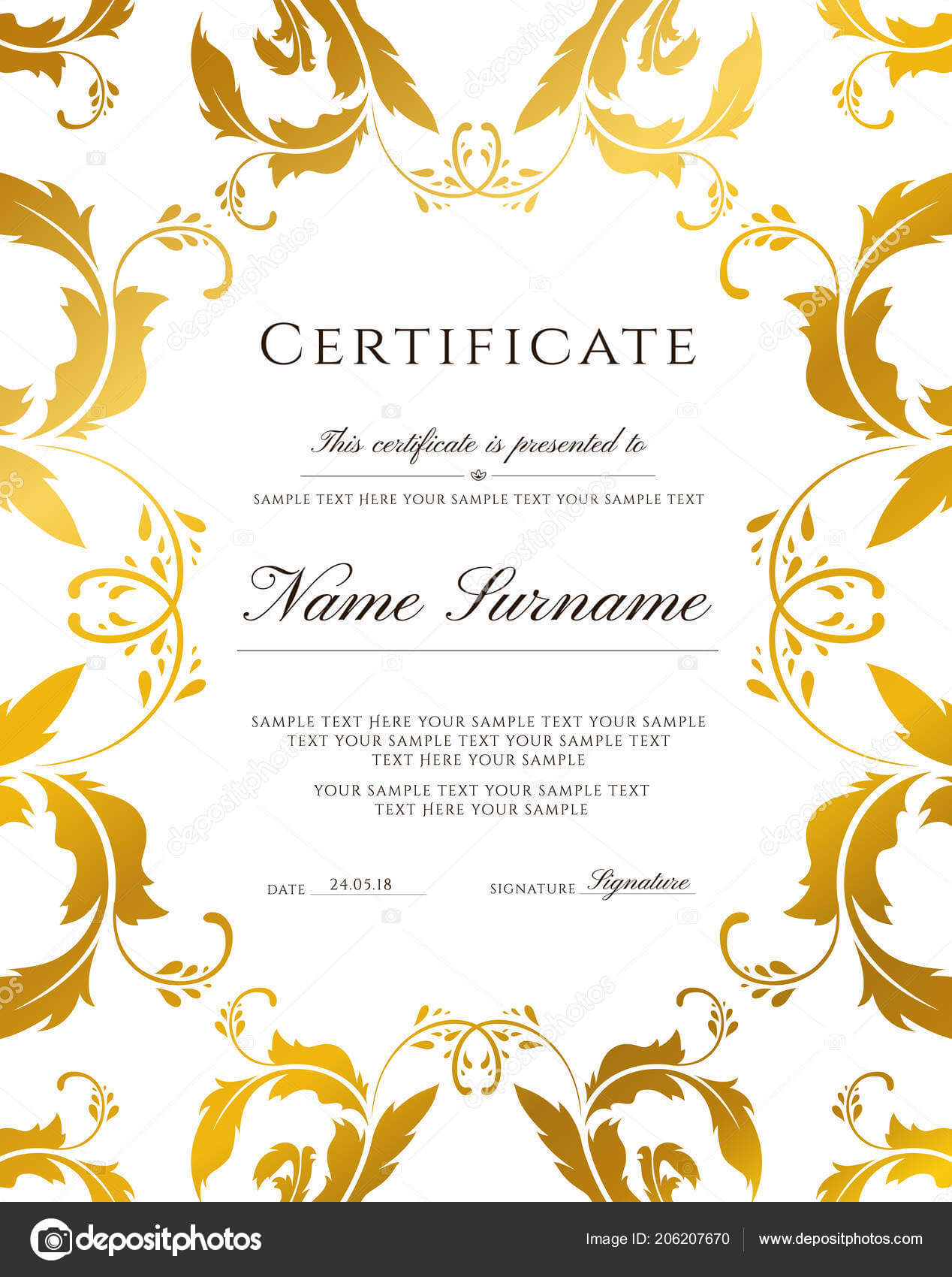 Gold Border Template | Certificate Template Gold Border Pertaining To Award Certificate Border Template