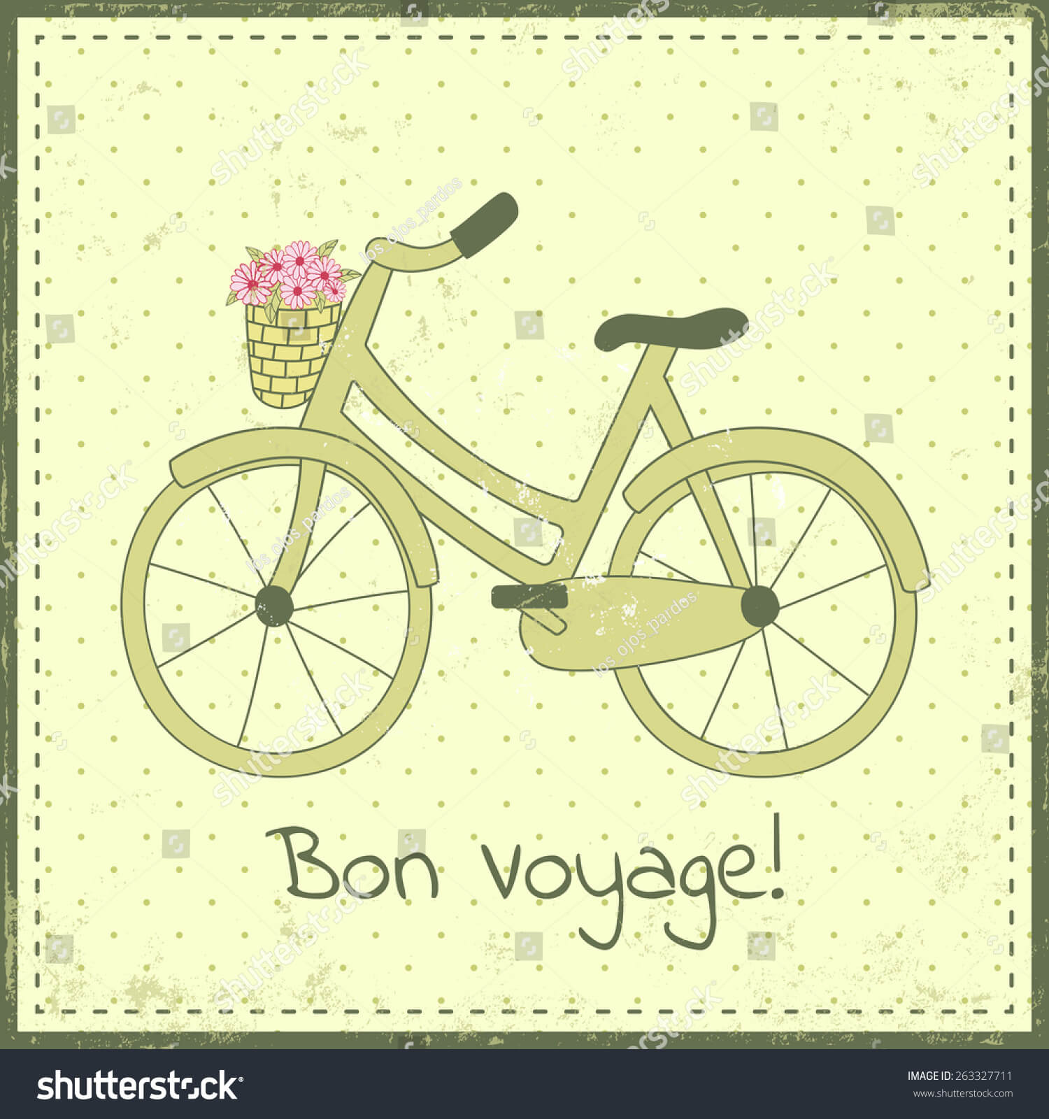 Greeting Card Template Bike Illustration Bon Stock Vector In Bon Voyage Card Template