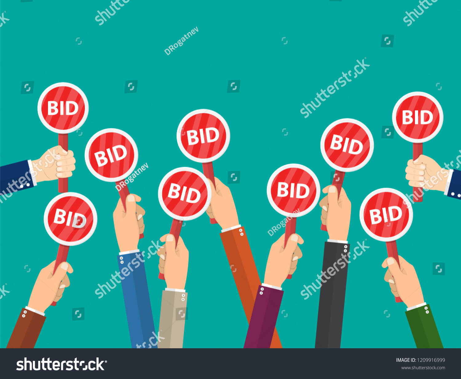 Hand Hold Paddle Bid Auction Meeting Stock Illustration In Auction Bid Cards Template