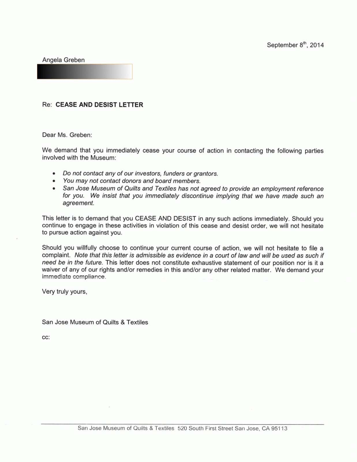 Here Is The Letter. How To Write A Cease And Desist Letter Inside Cease And Desist Letter Template Defamation