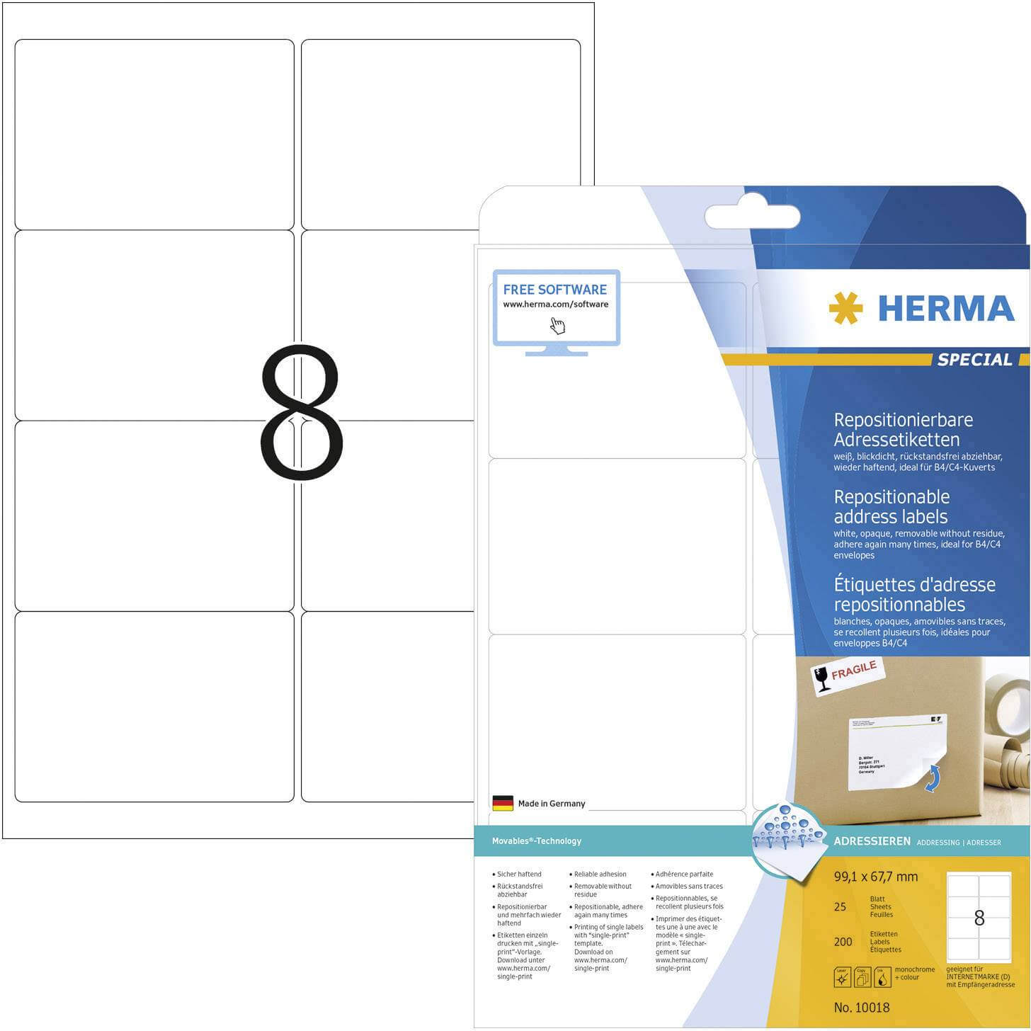 Herma 10018 Labels 99.1 X 67.7 Mm Paper White 200 Pc(S Intended For 99.1 X 67.7 Mm Label Template