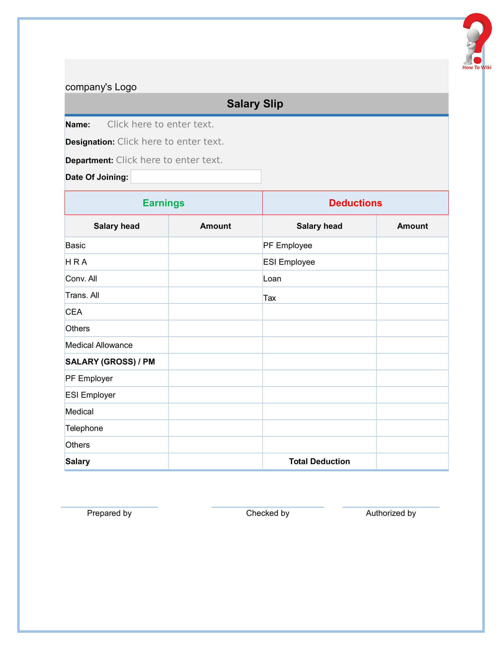 How To Create A Free Payslip Template In Excel, Pdf, Word For Blank Payslip Template
