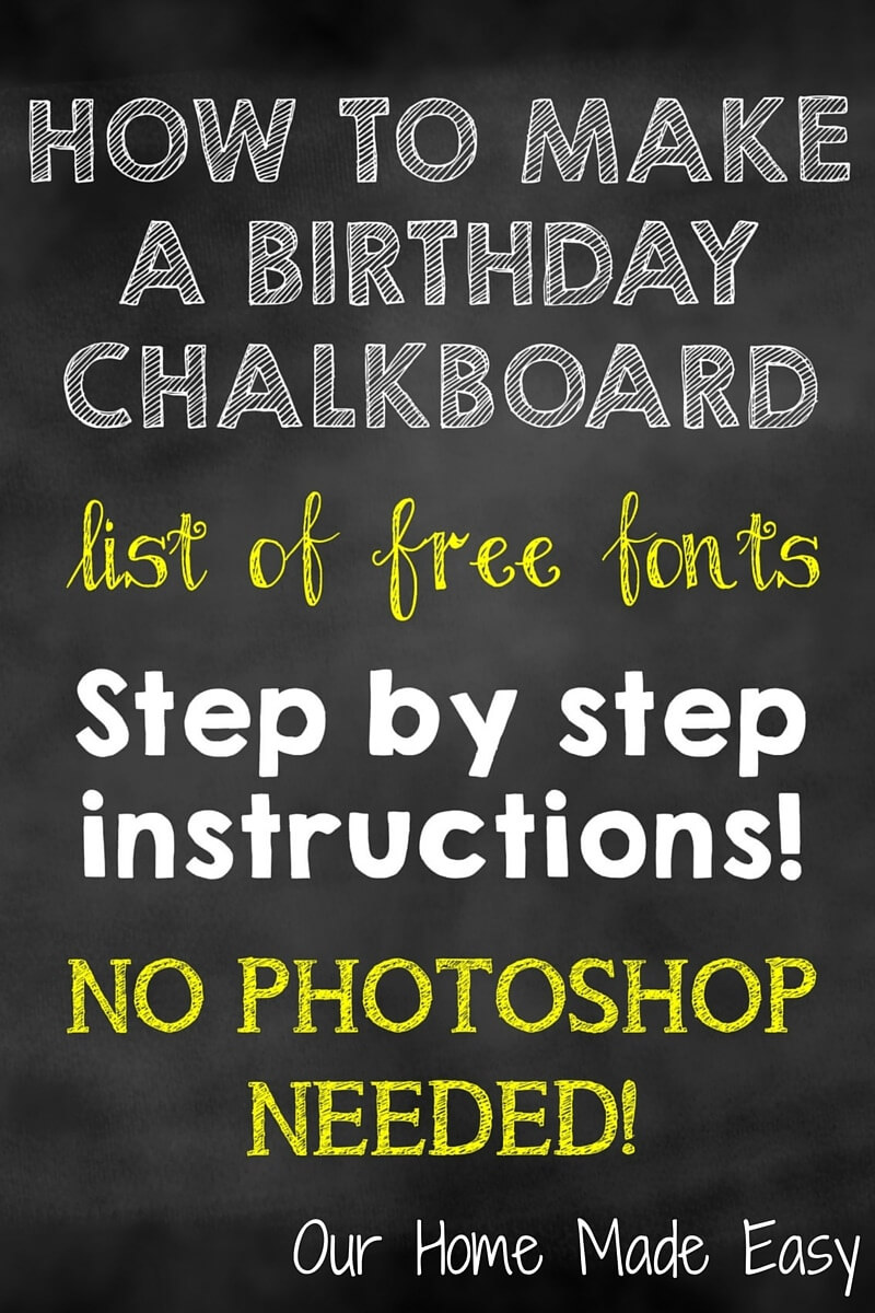 How To Make A Birthday Chalkboard Without Photoshop! – Our Throughout Chalkboard Poster Template