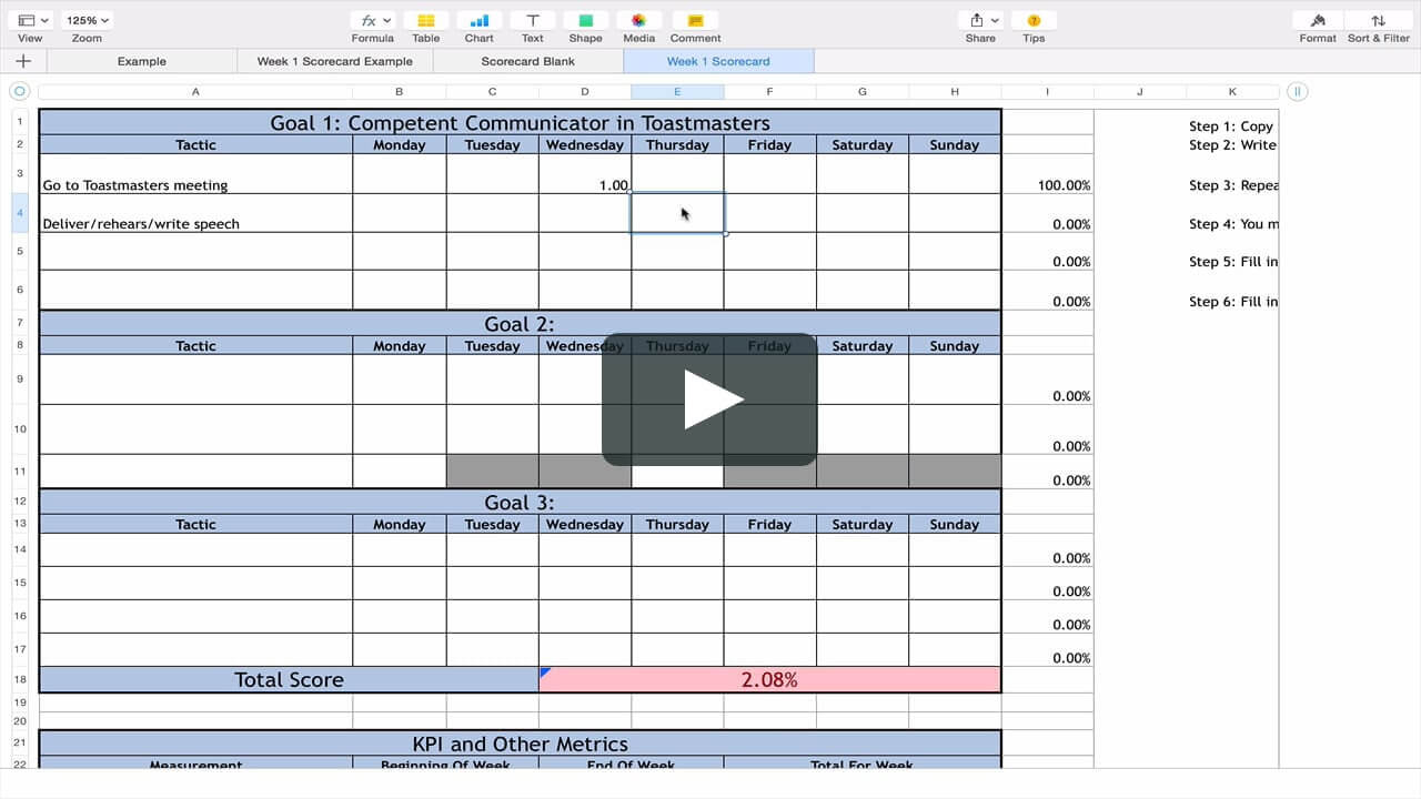 How To Use The 12 Week Year Excel Scorecard For 12 Week Year Templates