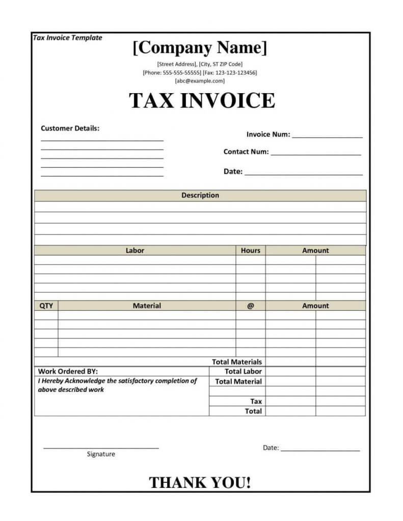 Ic Rental Invoice Template Word Gst Format File Document With Regard To Australian Invoice Template Word