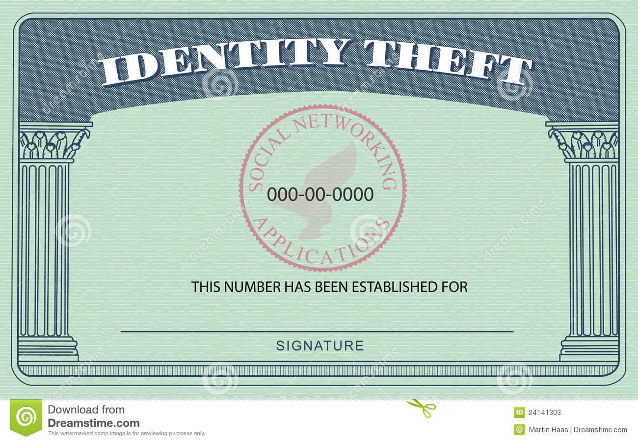 Identity Theft Card Stock Illustration. Illustration Of With Blank Social Security Card Template Download