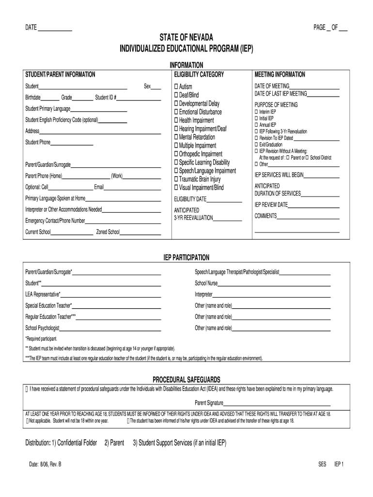 Iep Form – Fill Online, Printable, Fillable, Blank | Pdffiller In Blank Iep Template